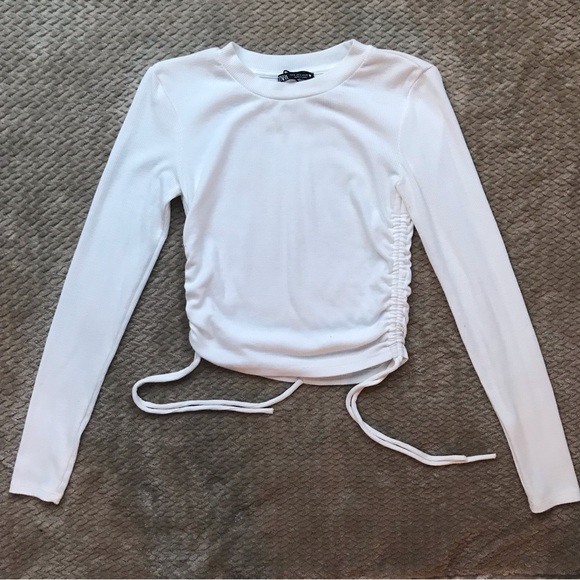 Zara Tops - Zara Long Sleeve Ribbed Crop Top Size S